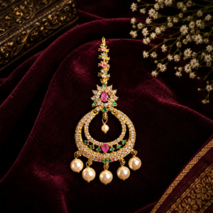 Gold Chand Pearl Maang Tikka