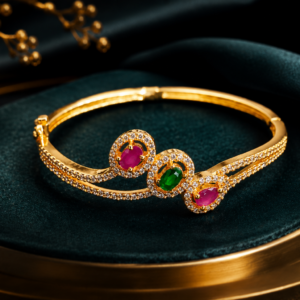 Gold Plated Bracelet with Three Stone Design