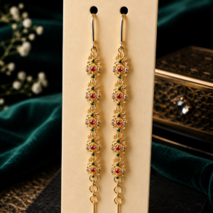 Emerald Scroll Ear Chain