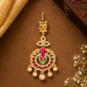 Regal Pink Stone Maang Tikka350