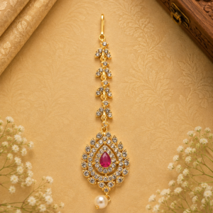 Crimson Leaf Maang Tikka