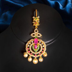 Gold Multicolor Pearl Maang Tikka