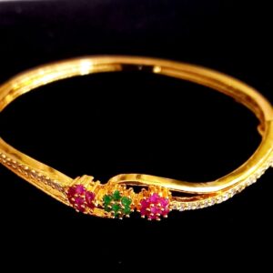 Gold Plated Bracelet with Red and Green Stones