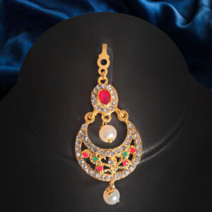 Ruby Halo Pearl Maang Tikka