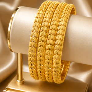Golden Leaf Pattern Fashion Bangles