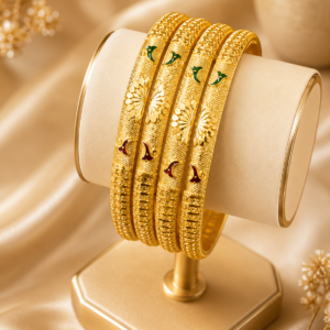 Peacock Motif Gold-Tone Fashion Bangles