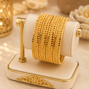 Royal Textured Gold-Tone Fashion Bangles