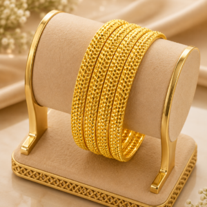 Classic Textured Gold-Tone Fashion Bangles