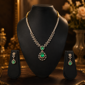 Emerald Teardrop Elegance Necklace Set