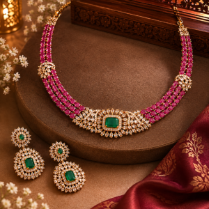 Royal Ruby Emerald Heritage Necklace Set