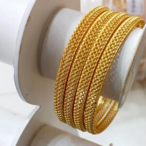Classic Textured Gold-Tone Fashion Bangles
