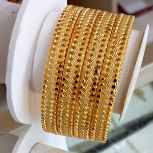 Royal Textured Gold-Tone Fashion Bangles