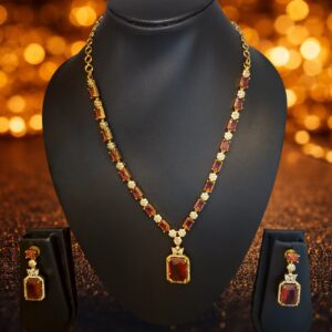 Ruby Radiance Pendant Necklace Set