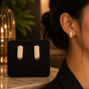 Classic Gold Sparkle Bar Stud Earrings