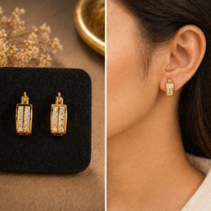 Elegant Dual-Line Gold Hoop Earrings