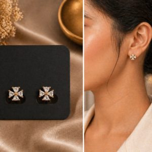 Floral Crystal Star Stud Earrings
