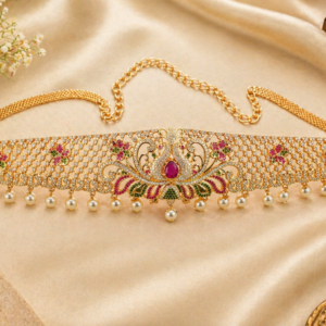 Floral Peacock Pearl Drop Kamarband (Hip Belt)