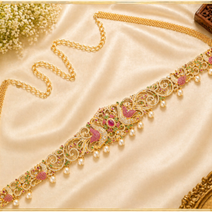 Peacock Filigree Pearl Drop Kamarband (Hip Belt)