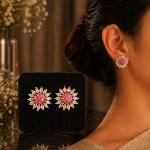 Radiant Floral Crystal Stud Earrings