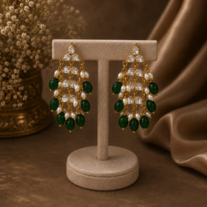Elegant Green Beads Pearl Jhumka