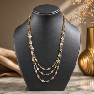 Elegant Multi-Layer Crystal Chain Locket Set