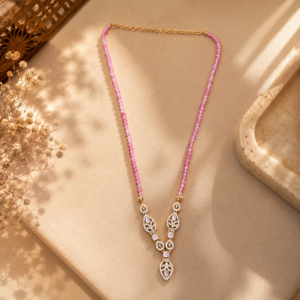 Elegant Pink Beaded Chain Locket Set