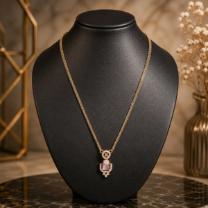 Elegant Stone Pendant Chain Locket Set