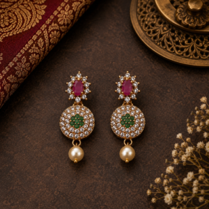 Royal Emerald Pearl Drop Earrings