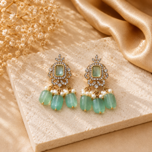 Royal Mint Stone Pearl Drop Jhumka