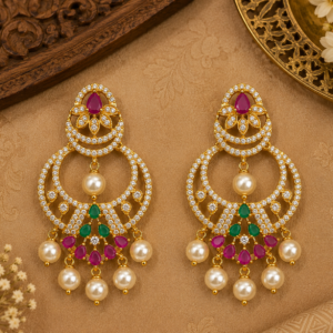 Royal Pearl Chandbali Drop Earrings