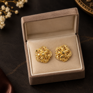 Gold-Tone Floral Stud Earrings
