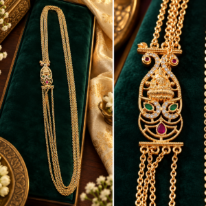 Lakshmi Motif Ruby and Emerald Designer Chandraharm