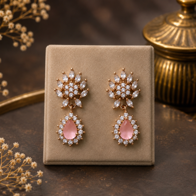 Blossom Pink Crystal Drop Earrings