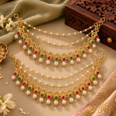 Maharani Pearl Bahubali Ear Chain