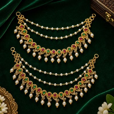 Royal Pearl Bahubali Ear Chain
