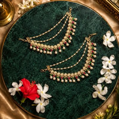Royal Pearl Paisley Ear Chain Jewellery